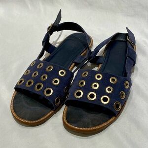 J. Crew Suede Leather Grommet Slingback Sandals, size 7.5